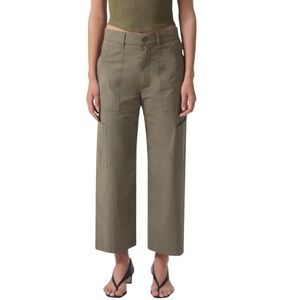 AGOLDE Daria High Waist‎ Crop Wide Leg Twill Utility Pant in Duffle Women's 28
